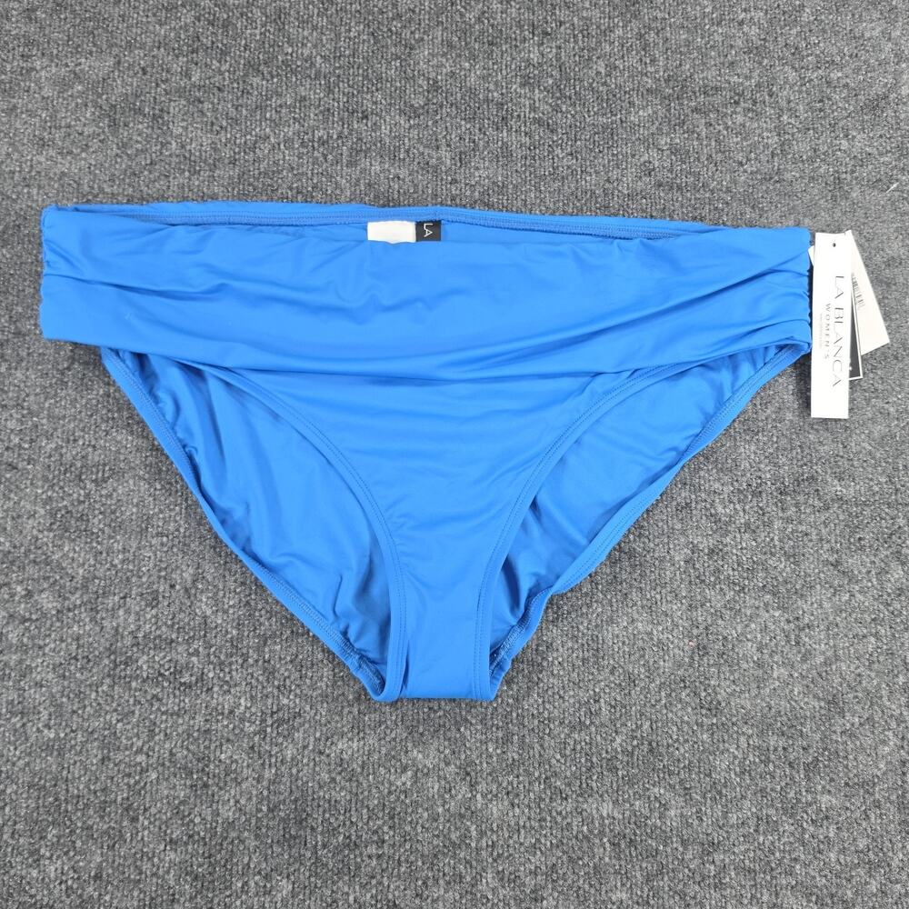 La Blanca Women's Plus Size 18W Bikini Bottom Blue Ruched Foldover Swim Brief